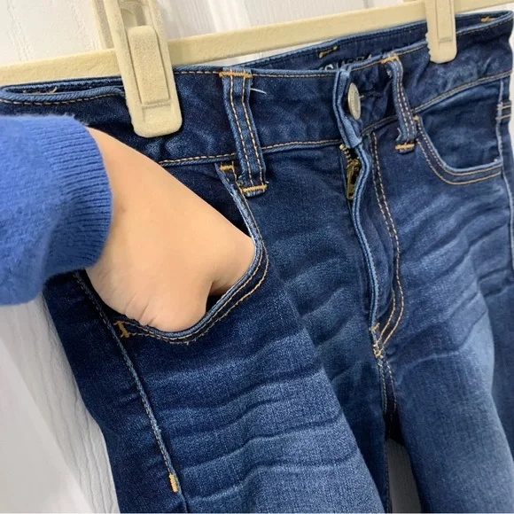 AMERICAN EAGLE High Rise Super Stretchy Skinny Jeans Jeggings Dark Wash - Picture 7 of 11